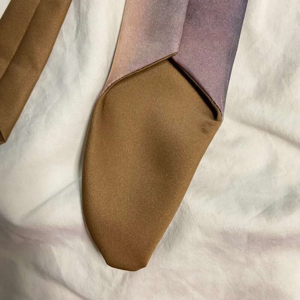 #7366 RALPH MARLIN BROWN STRIPED VINTAGE POLYESTER NECKTIE TIE 2.5X55 IN
